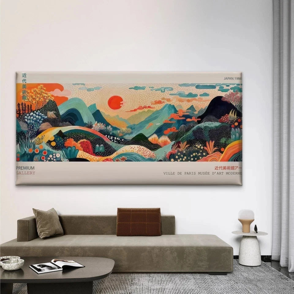Abstract Mountain Sunset Wall Art Canvas Office Home Room Framed 120x60cm