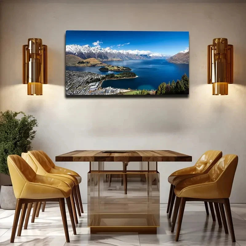 Snowy Mountain & Blue Sea Wall Art Canvas Office Home Room Framed 120x60cm