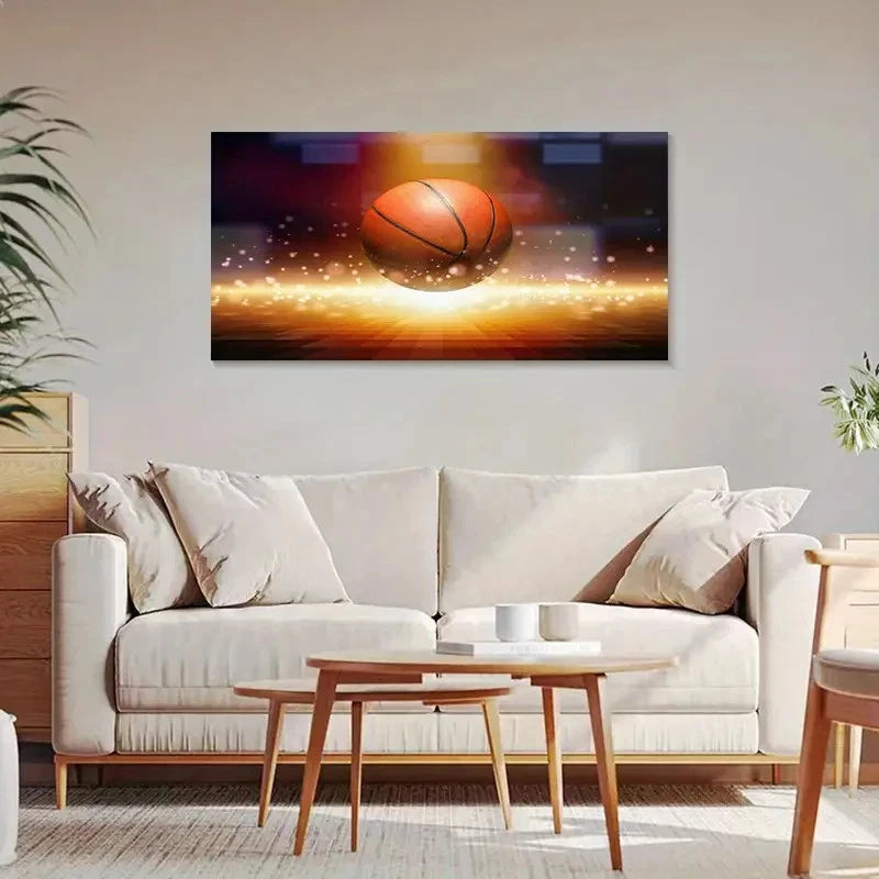 Vibrant Sports Basketball Décor Wall Art Canvas Office Home Room Framed 120x60cm - Bella Home Decor