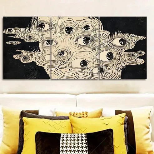 3pcs Face Made of Many Eyes Decoration Wall Art Canvas Unframed - High Quality Print 100% Australian Made Wall Canvas