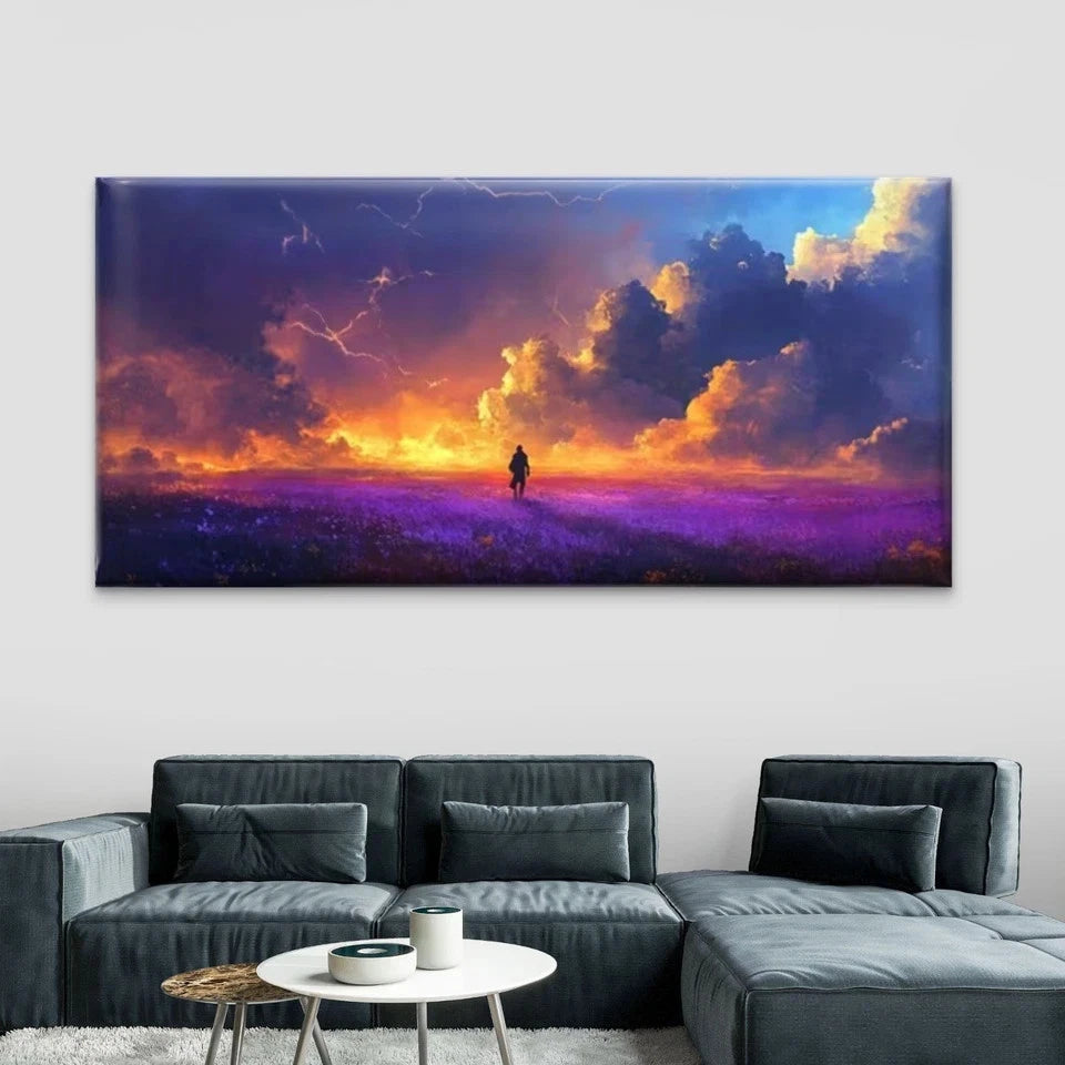 Clouds & Figure Sky & Storm Wall Art Canvas Office Home Room Framed 120x60cm