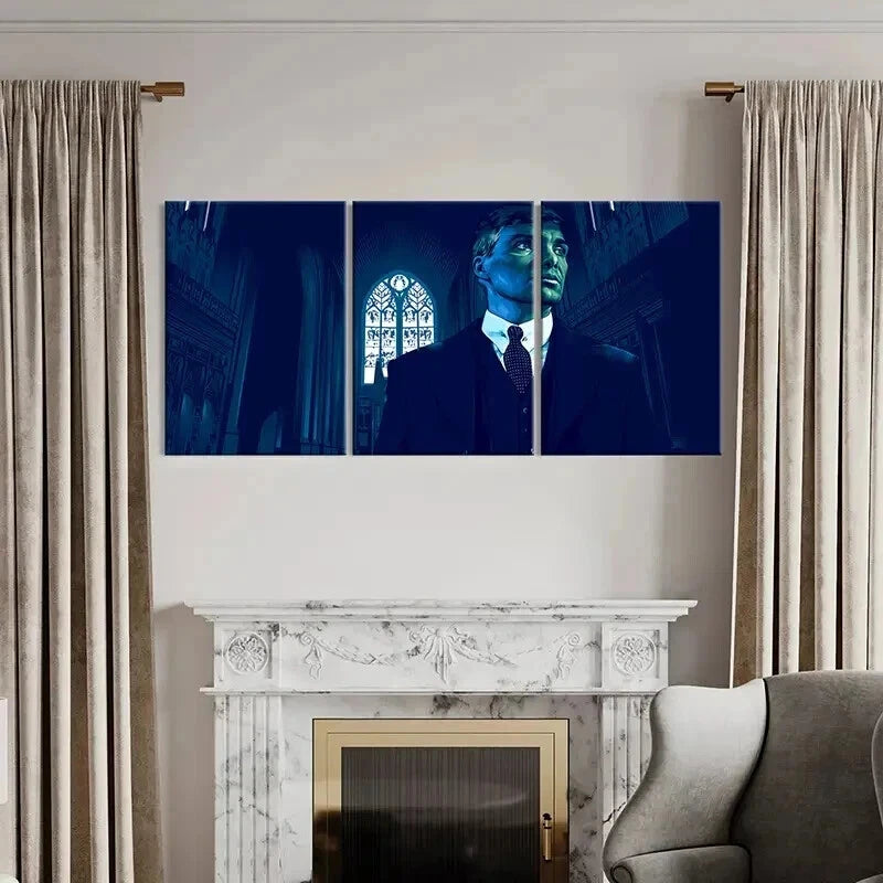 3pcs Thomas Shelby Movie Character Dark Style Wall Art Set Canvas Framed 50x70cm - High Quality Print 100% Australian Made Wall Canvas Ready to Hang - Bella Home Decor
