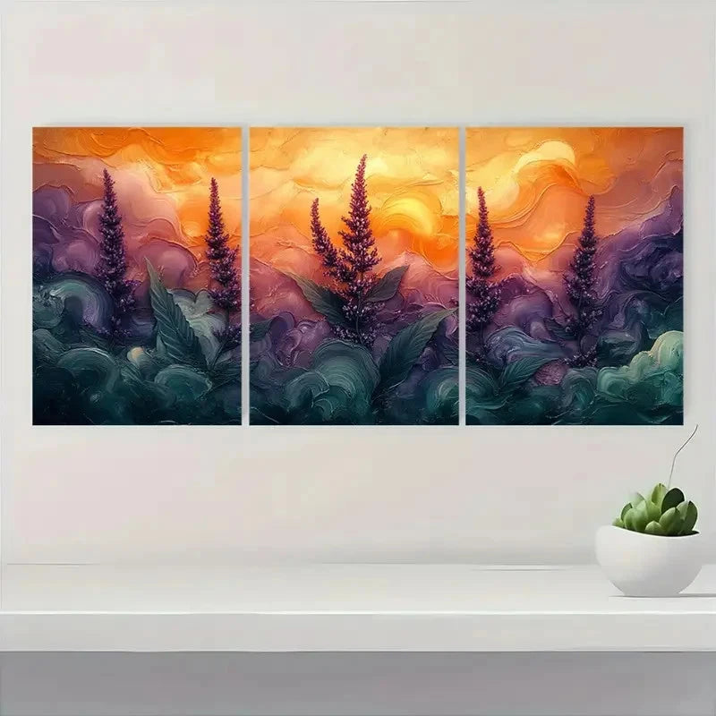 3pcs Sage Green & Lavender Digital ER Wall Art Set Canvas Framed 50x70cm - High Quality Print 100% Australian Made Wall Canvas Ready to Hang