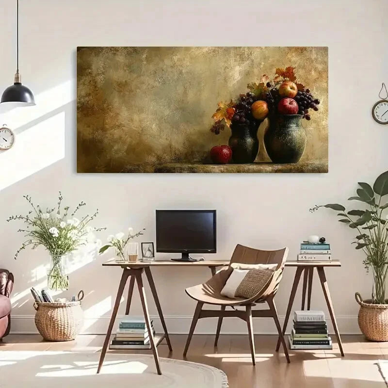 Vintage Autumn Fruit and Modern Wall Art Canvas Office Home Room Framed 120x60cm