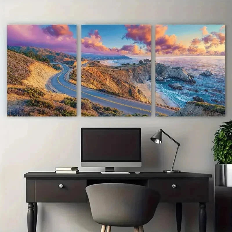 3pcs Golden Nature Scenic Landscape Perfect Wall Art Set Canvas Framed 50x70cm - High Quality Print 100% Australian Made Wall Canvas Ready to Hang - Bella Home Decor