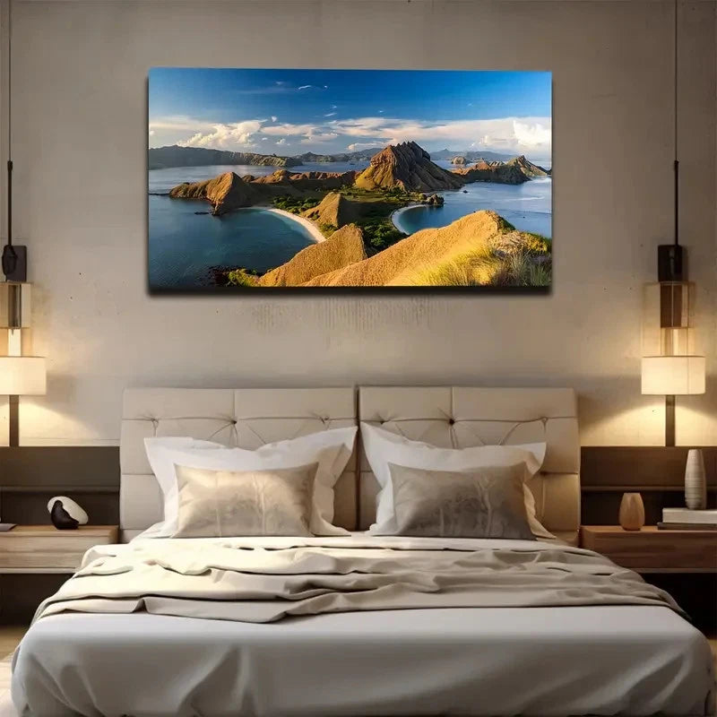 Komodo Dragon Island Wall Art Canvas Office Home Room Framed 120x60cm