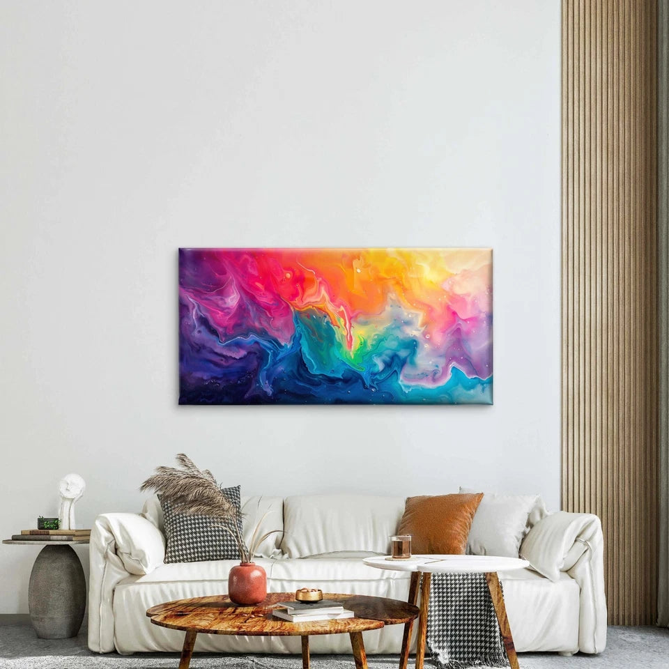Abstract Colorful Swirls Liquid Wall Art Canvas Office Home Room Framed 120x60cm