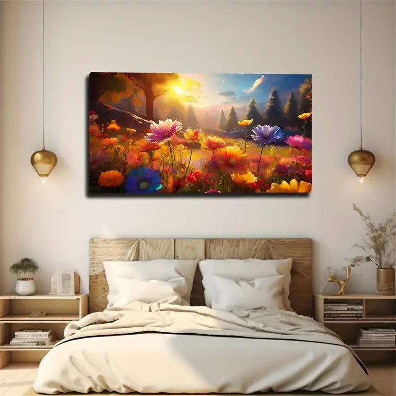 Blooming Flowers Wall Art Canvas Office Home Room Framed 120x60cm