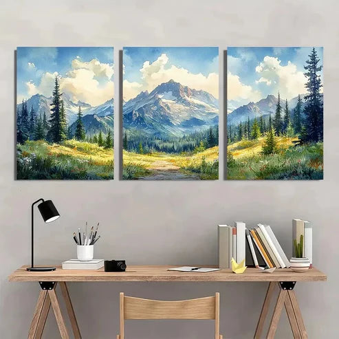 3pcs Mount Rainier Mountain Nature Wall Art Set Canvas Unframed - High Quality Print 100% Australian Made Wall Canvas