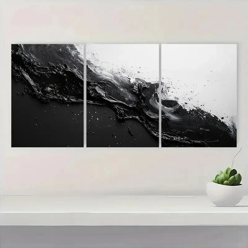 3pcs Black and White Abstract High-Quality Wall Art Set Canvas Framed 60x90cm - High Quality Print 100% Australian Made Wall Canvas Ready to Hang - Bella Home Decor