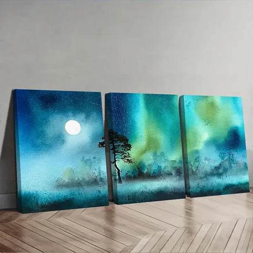 3pcs Watercolor Painting In Shades Of Blue Wall Art Set Canvas Unframed - High Quality Print 100% Australian Made Wall Canvas
