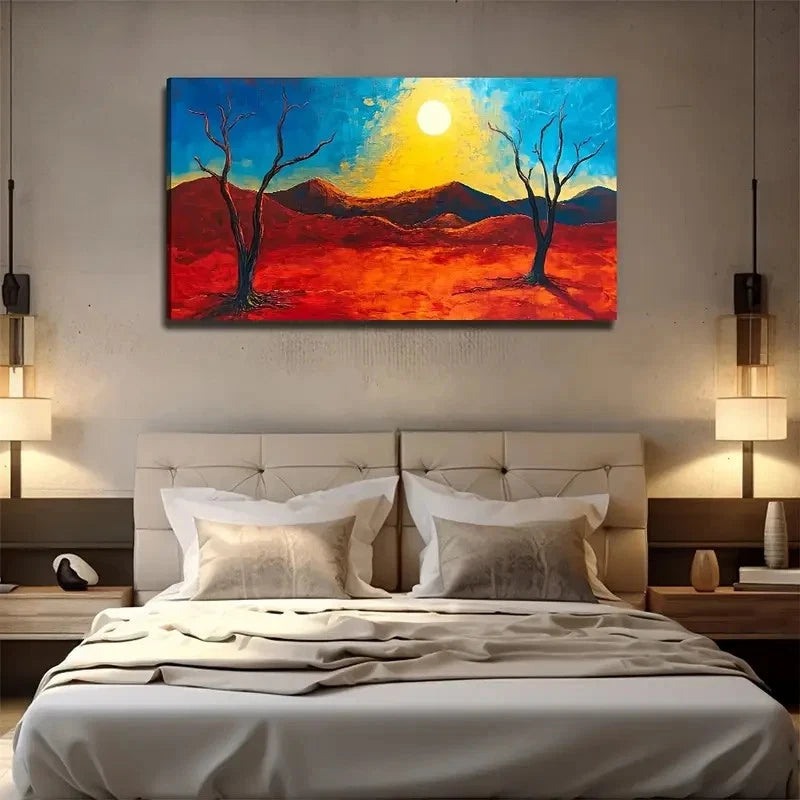 Sunriseesert Sunset Dead Tree Wall Art Canvas Office Home Room Framed 120x60cm