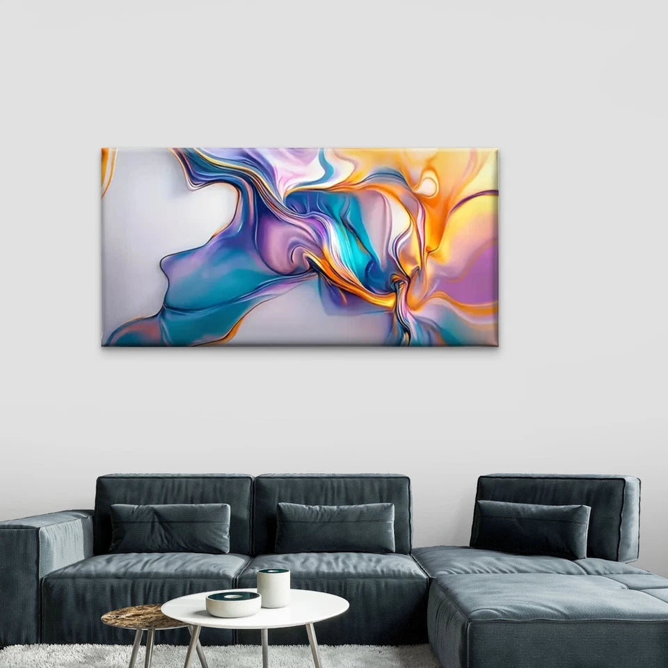 Colorful Liquid Close Abstract Wall Art Canvas Office Home Room Framed 120x60cm