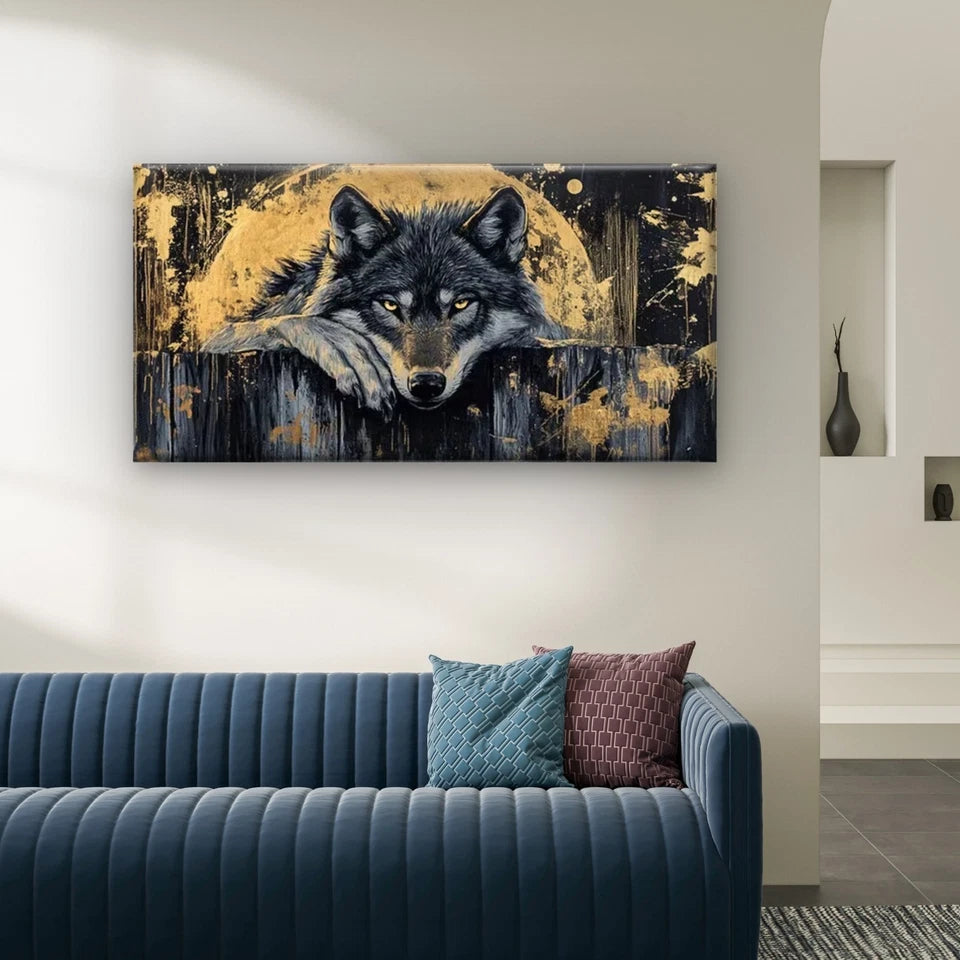 Abstract Wolf Wall Art Canvas Office Home Room Framed 120x60cm