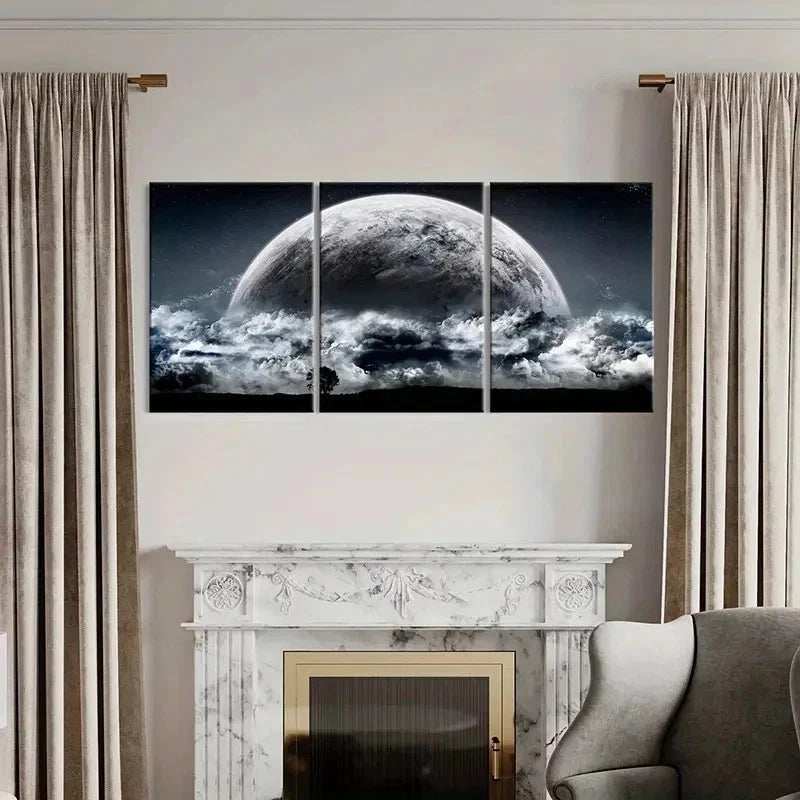 3pcs Fantasy Landscape Night Sky Modern Wall Art Set Canvas Framed 60x90cm - High Quality Print 100% Australian Made Wall Canvas Ready to Hang