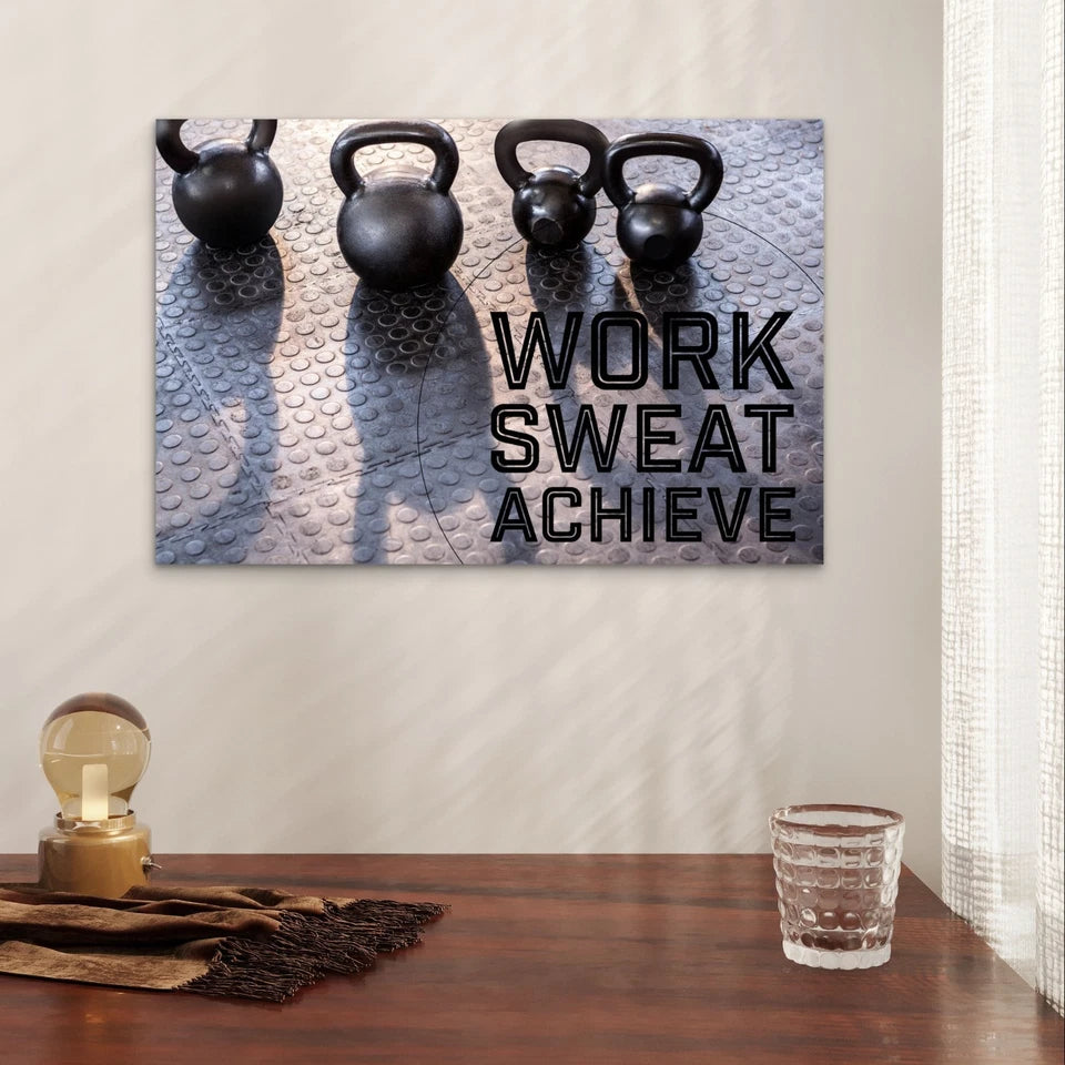 Work Sweat Achieve Fitness Quotes Gym 5mm Plastic Poster Ready to Hang 90x60cm
