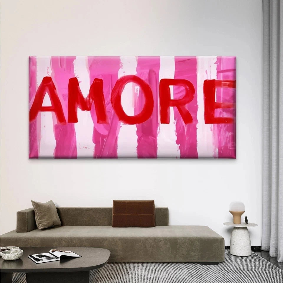 Minimalist Red Love Word Wall Art Canvas Office Home Room Framed 120x60cm
