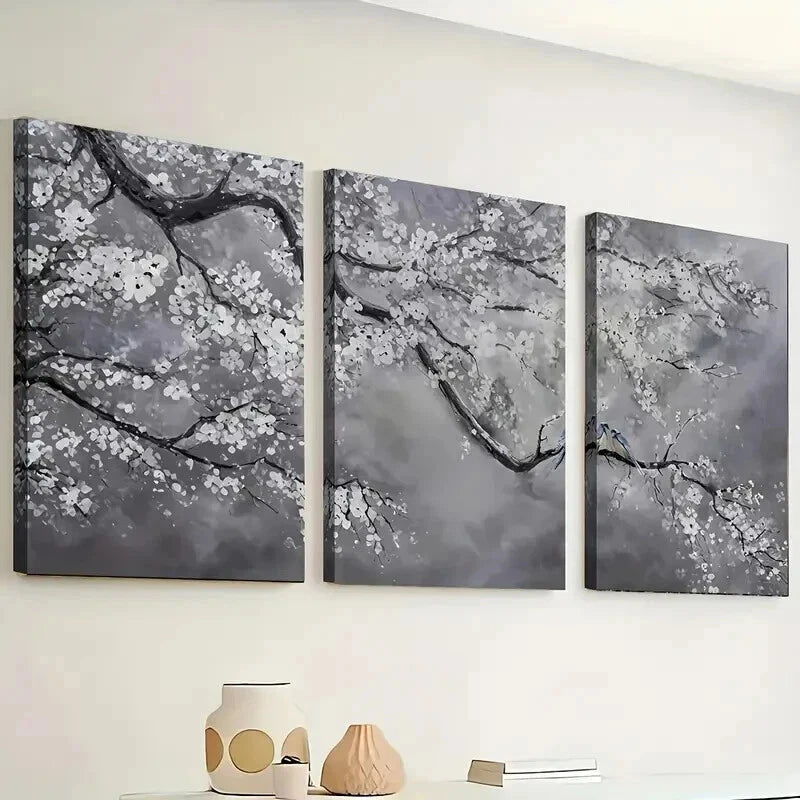 3pcs Elegant Plum Blossom Décor Perfect Wall Art Set Canvas Framed 50x70cm - High Quality Print 100% Australian Made Wall Canvas Ready to Hang - Bella Home Decor