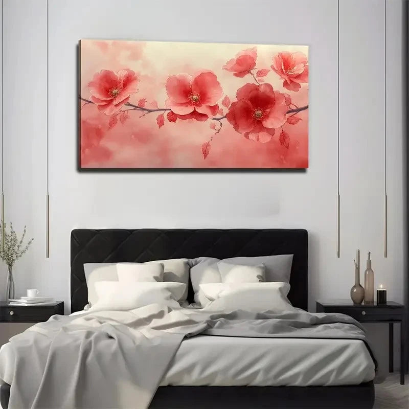 Vibrant Pink Flowers Wall Art Canvas Office Home Room Framed 120x60cm