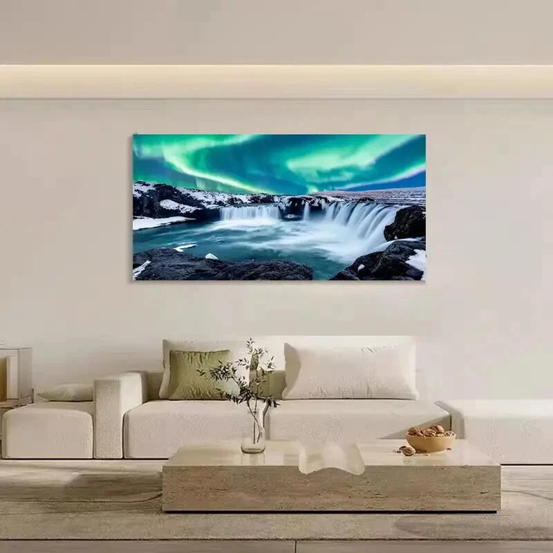Icelandic Grand River wall canvas office home room framed 120x60cm - Bella Home Decor