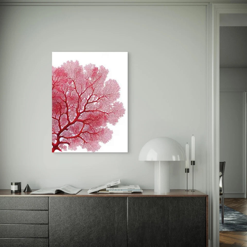 Coral Sea Vibrant Crimson Red & White 40x60cm Metal Print Ready to Hang