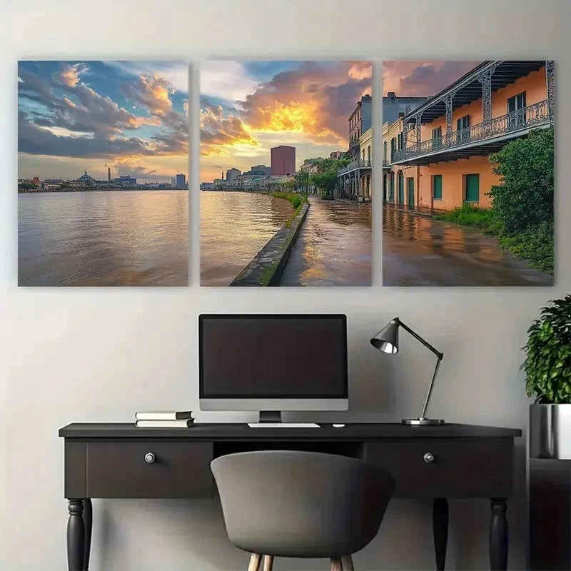 3pcs Louisiana Posters USA New Orleans Perfect Wall Art Set Canvas Framed 50x70cm - High Quality Print 100% Australian Made Wall Canvas Ready to Hang