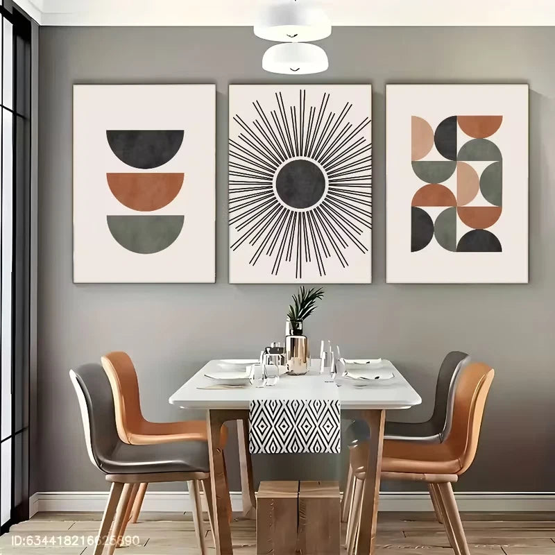3pcs Modern Mid-Century Abstract Art Wall Art Set Canvas Framed 50x70cm High Quality Print 100% Australian Made Wall Canvas Ready to Hang