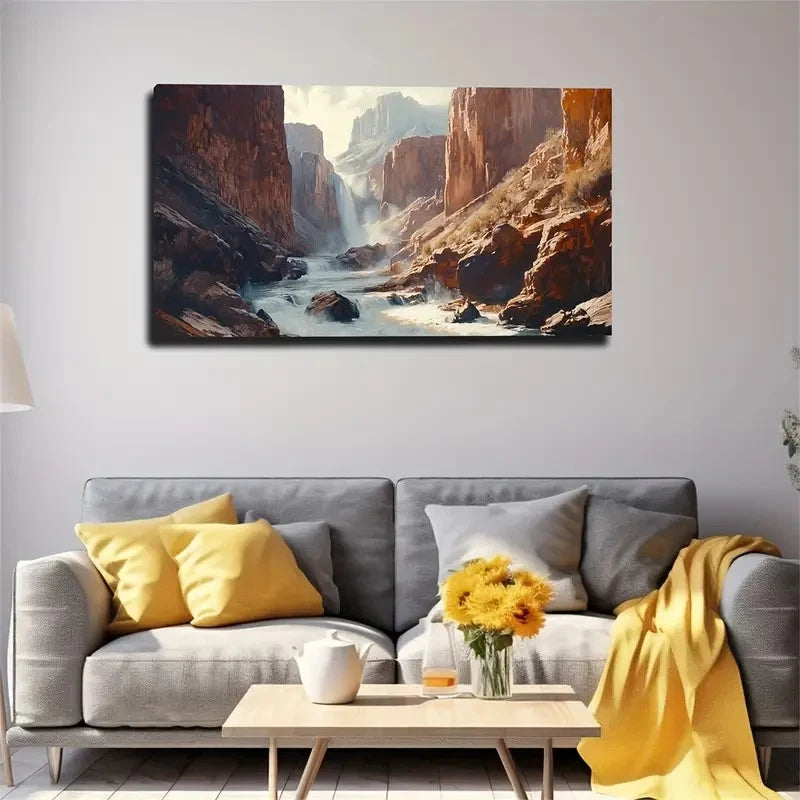 Majestic Desert River & Lush Wall Art Canvas Office Home Room Framed 120x60cm