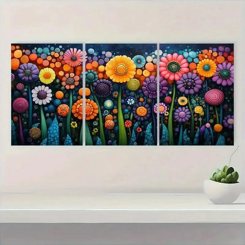 3pcs Yayoi Kusama Japanese Botanical HJ Wall Art Set Canvas Framed 50x70cm - High Quality Print 100% Australian Made Wall Canvas Ready to Hang