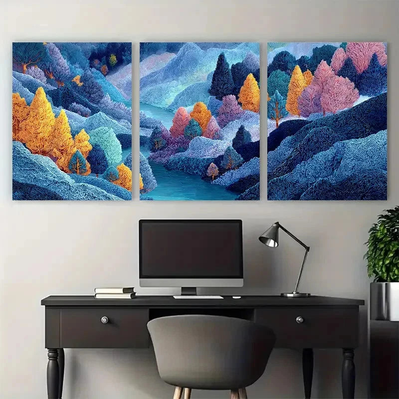 3pcs Botanical World Travel Landscape Perfect Wall Art Set Canvas Framed 50x70cm - High Quality Print 100% Australian Made Wall Canvas Ready to Hang - Bella Home Decor