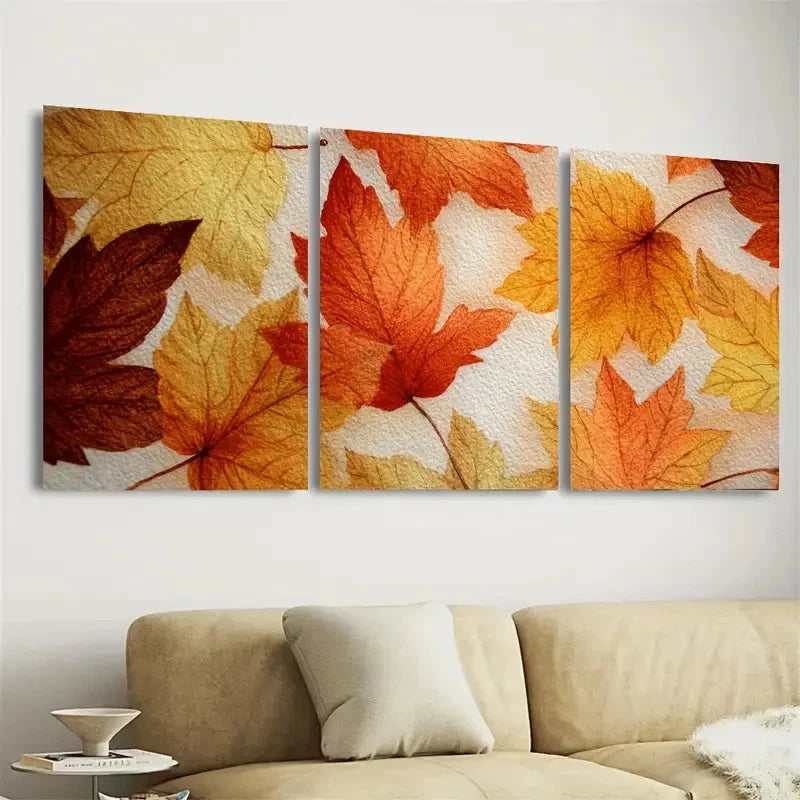 3pcs Thanksgiving Fall Holiday Wall Art Set Canvas Framed 50x70cm - High Quality Print 100% Australian Made Wall Canvas Ready to Hang