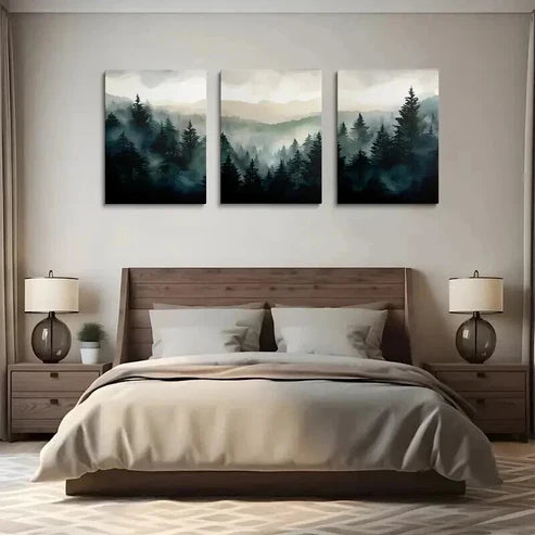 3pcs Mountain and Trees Landscape Wall Art Set Canvas Unframed - High Quality Print 100% Australian Made Wall Canvas