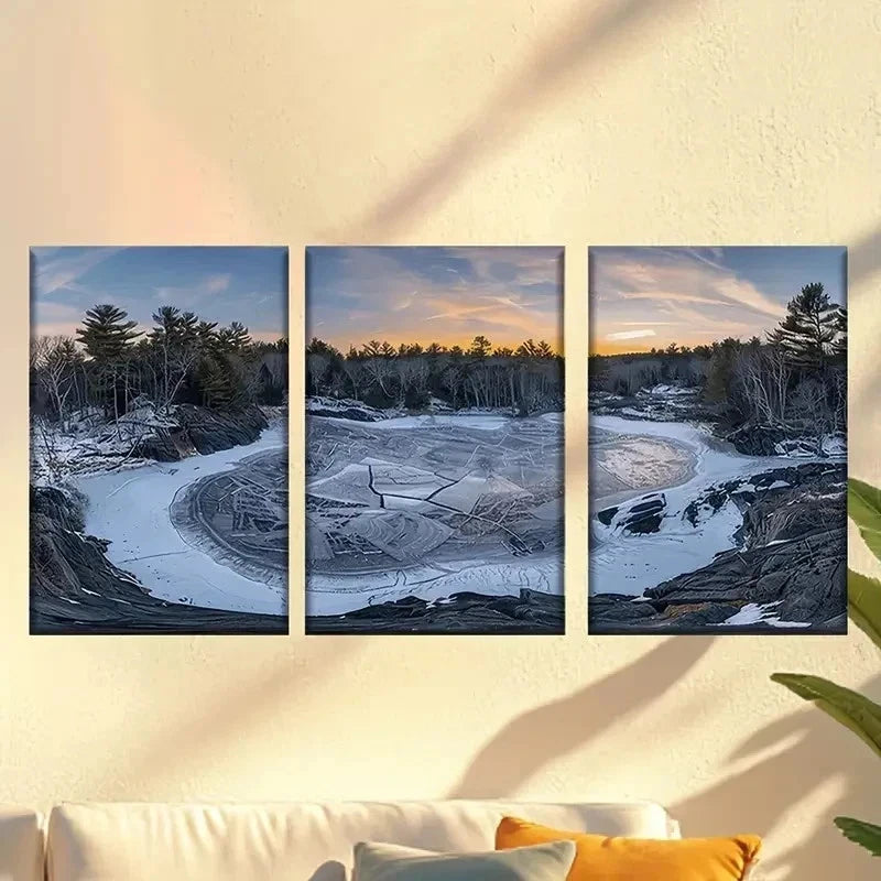 3pcs Cracked ice Wall Art Set Canvas Framed 40x60cm - High Quality Print 100% Australian Made Wall Canvas Ready to Hang - Bella Home Decor