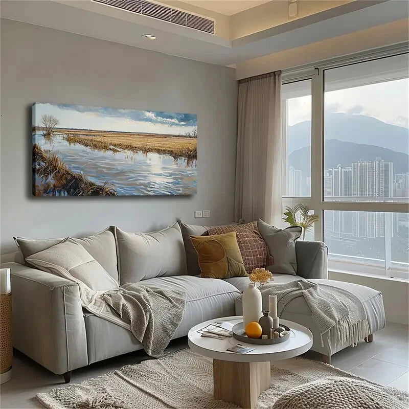 Realistic Style River Beside Wall Art Canvas Office Home Room Framed 120x60cm - Bella Home Decor