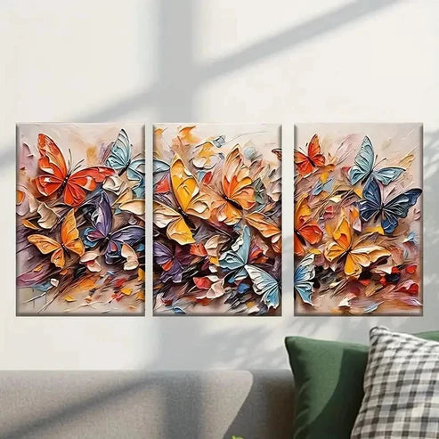 3pcs Painting of Colorful Butterflies Wall Art Canvas Unframed - High Quality Print 100% Australian Made Wall Canvas