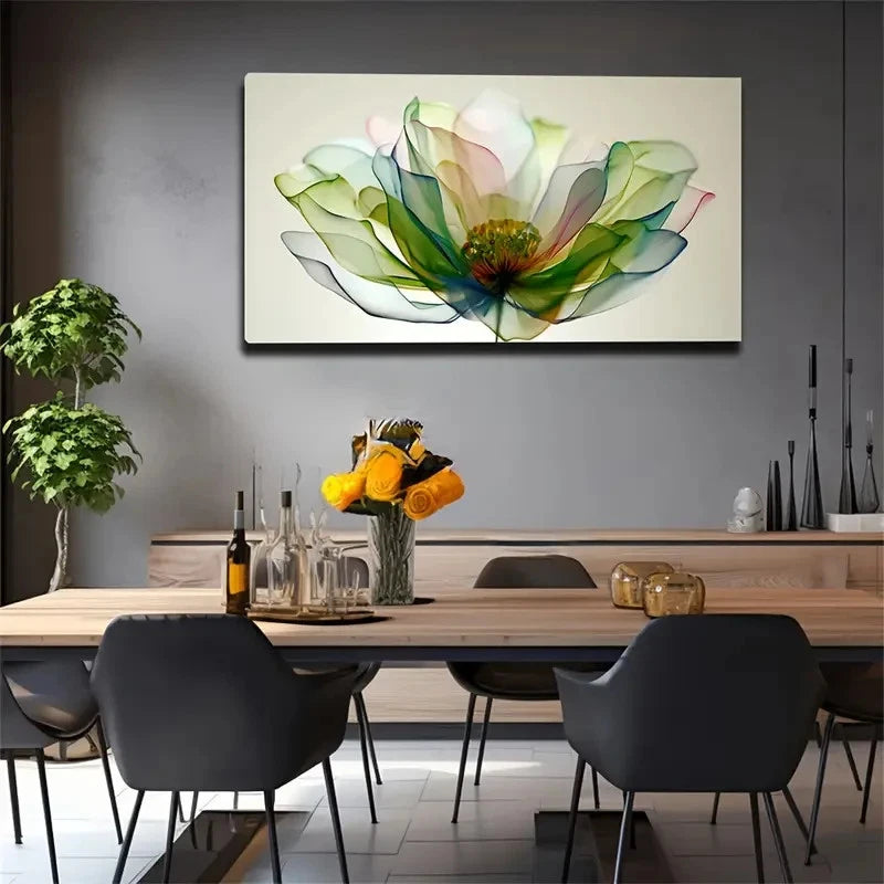 Modern Minimalist Green Floral Wall Art Canvas Office Home Room Framed 120x60cm