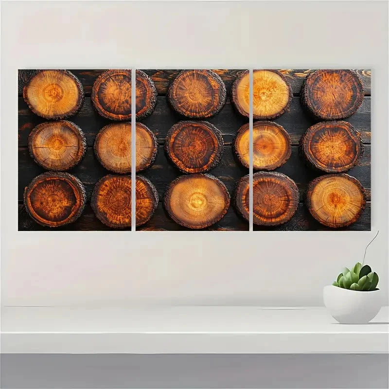 3pcs Tree Rings Animal Illustrations TR Framed Wall Art Set Canvas Framed 50x70cm - High Quality Print 100% Australian Made Wall Canvas Ready to Hang