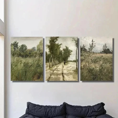 3pcs Retro Gardenia Flower Meadows Wall Art Canvas Unframed - High Quality Print 100% Australian Made Wall Canvas