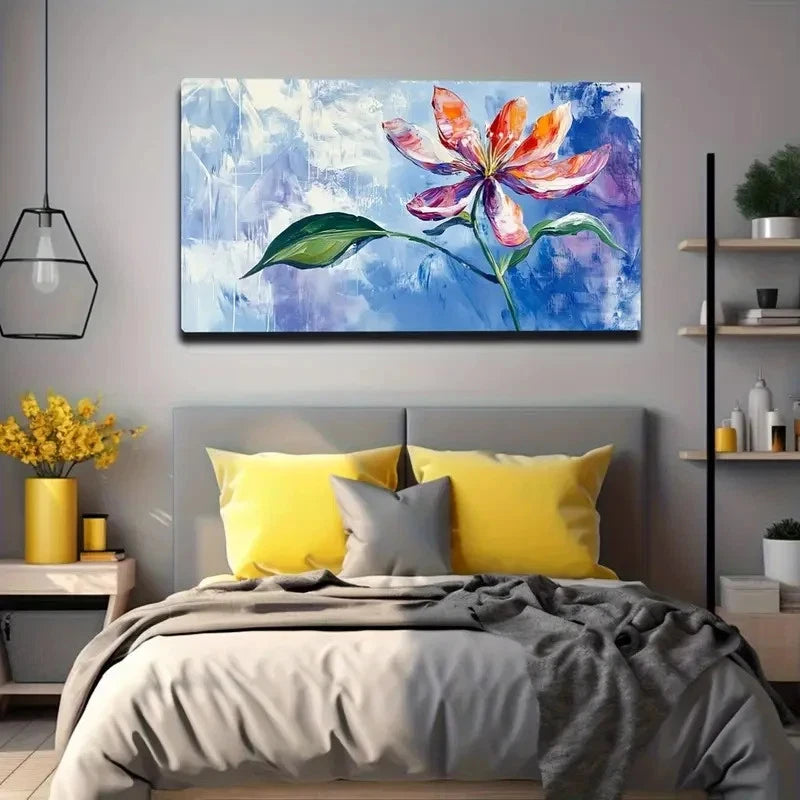 Vibrant Red Orange & Purple Wall Art canvas office home room framed 120x60cm