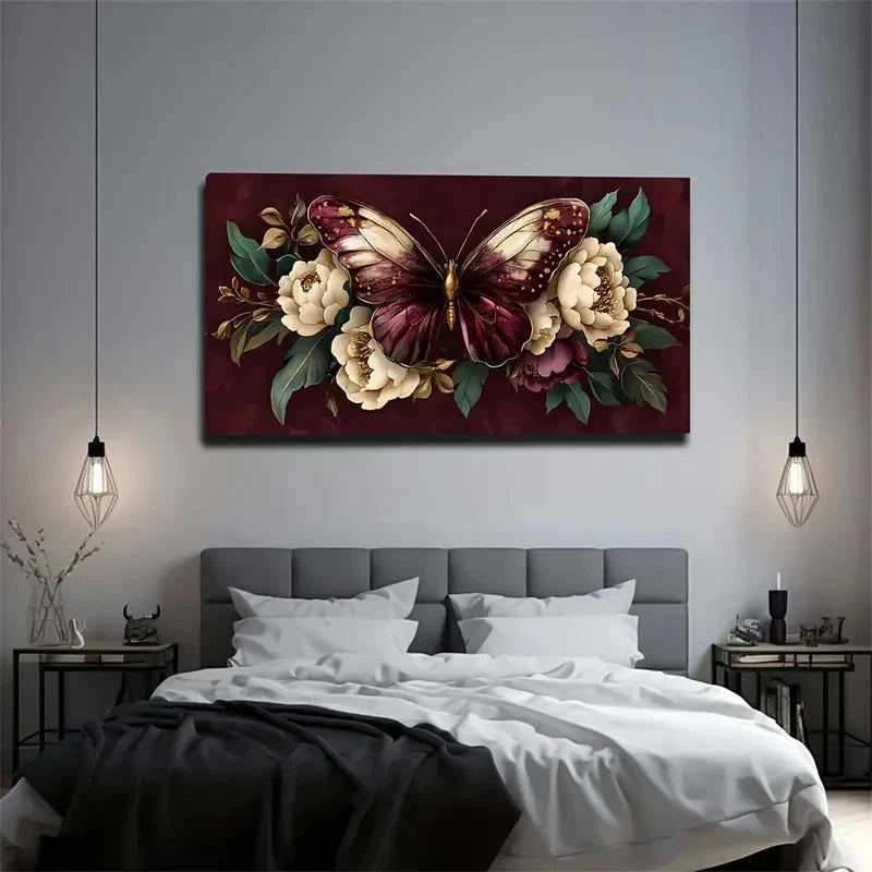 Combination Of Butterflies Wall Art canvas office home room framed 120x60cm - Bella Home Decor