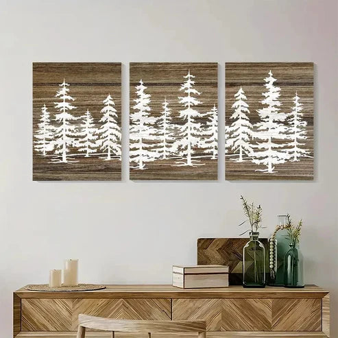 3pcs Pine Tree Forest Wall Art Set Canvas Unframed - High Quality Print 100% Australian Made Wall Canvas