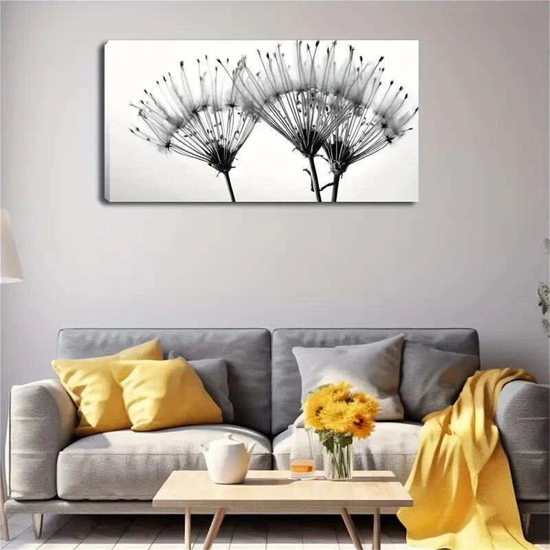 Several Dandelion Seed Heads Wall Art Canvas Office Home Room Framed 120x60cm - Bella Home Decor