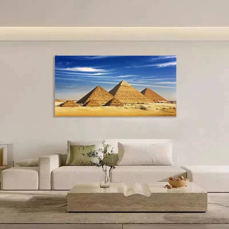 Pyramids Under The Blue Sky Wall Art Canvas Office Home Room Framed 120x60cm