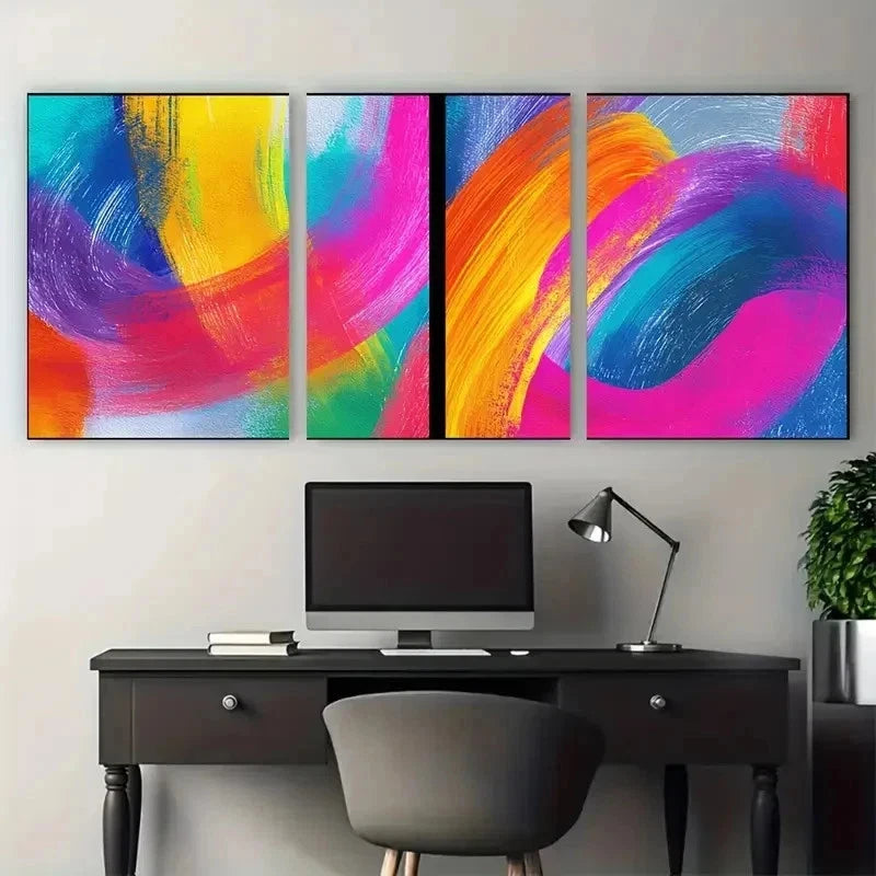 3pcs Colorful Abstract Vibrant Stroke Perfect Wall Art Set Canvas Framed 50x70cm - High Quality Print 100% Australian Made Wall Canvas Ready to Hang - Bella Home Decor