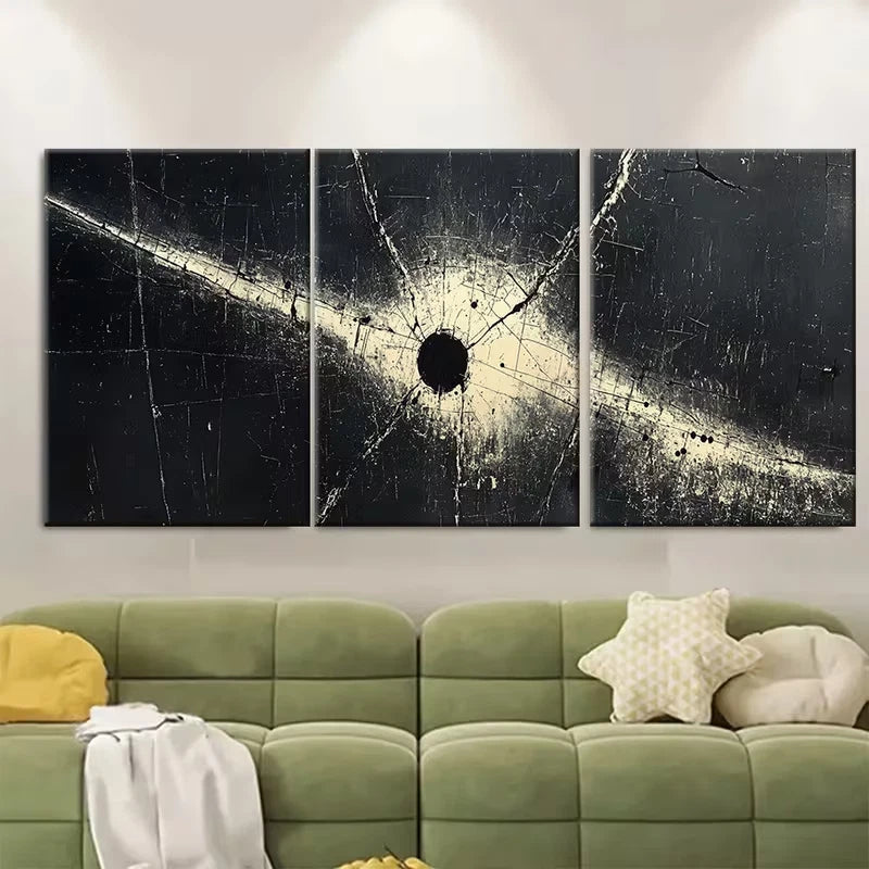 3pcs Black White Abstract Metal Print Ready to Hang Art