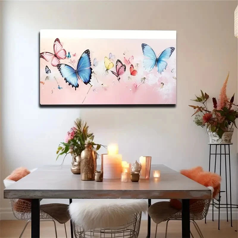 Color Butterflies & Dandelions Wall Art Canvas Office Home Room Framed 120x60cm