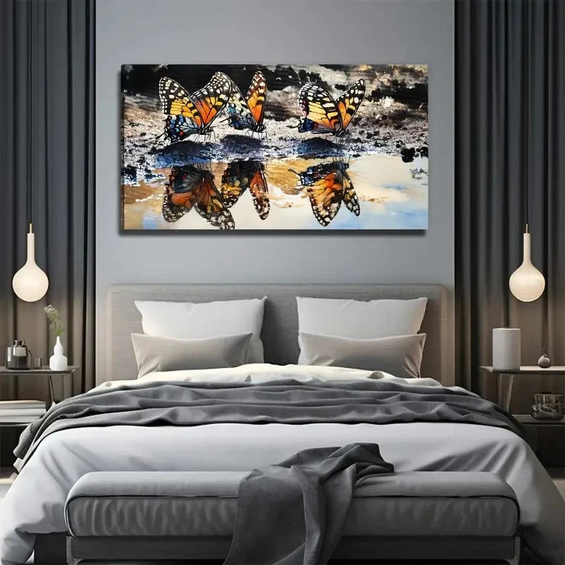 Colorful Butterflies Suitable Wall Art Canvas Office Home Room Framed 120x60cm