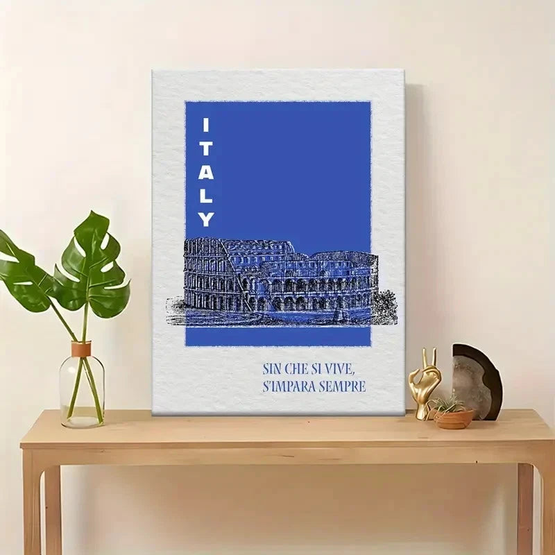 Vintage Italy Colosseum Rome Landmark Travel Poster Print Wall Art