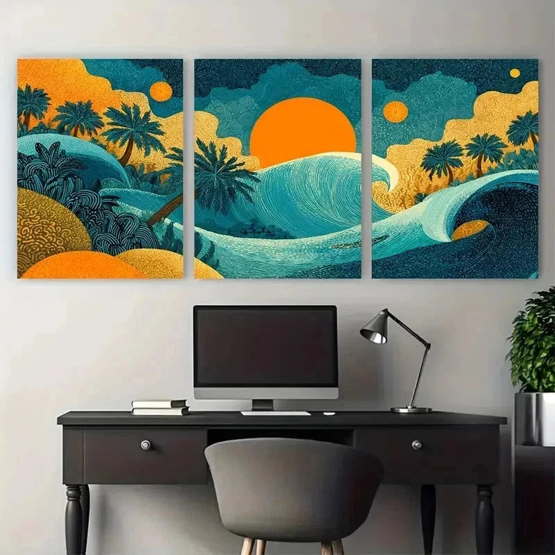 3pcs Coastal Summer Deco French Perfect Wall Art Set Canvas Framed 50x70cm - High Quality Print 100% Australian Made Wall Canvas Ready to Hang - Bella Home Decor