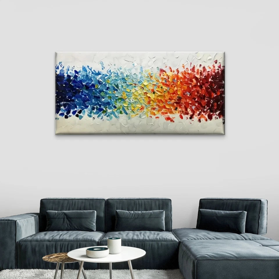 Colorful Flowers White Abstract Wall Art Canvas Office Home Room Framed 120x60cm